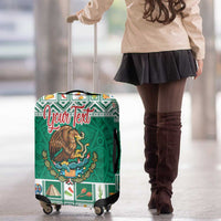 Personalized Mexico Christmas Luggage Cover Coat Of Arms With Aztec Mexican Patterns - Wonder Print Shop