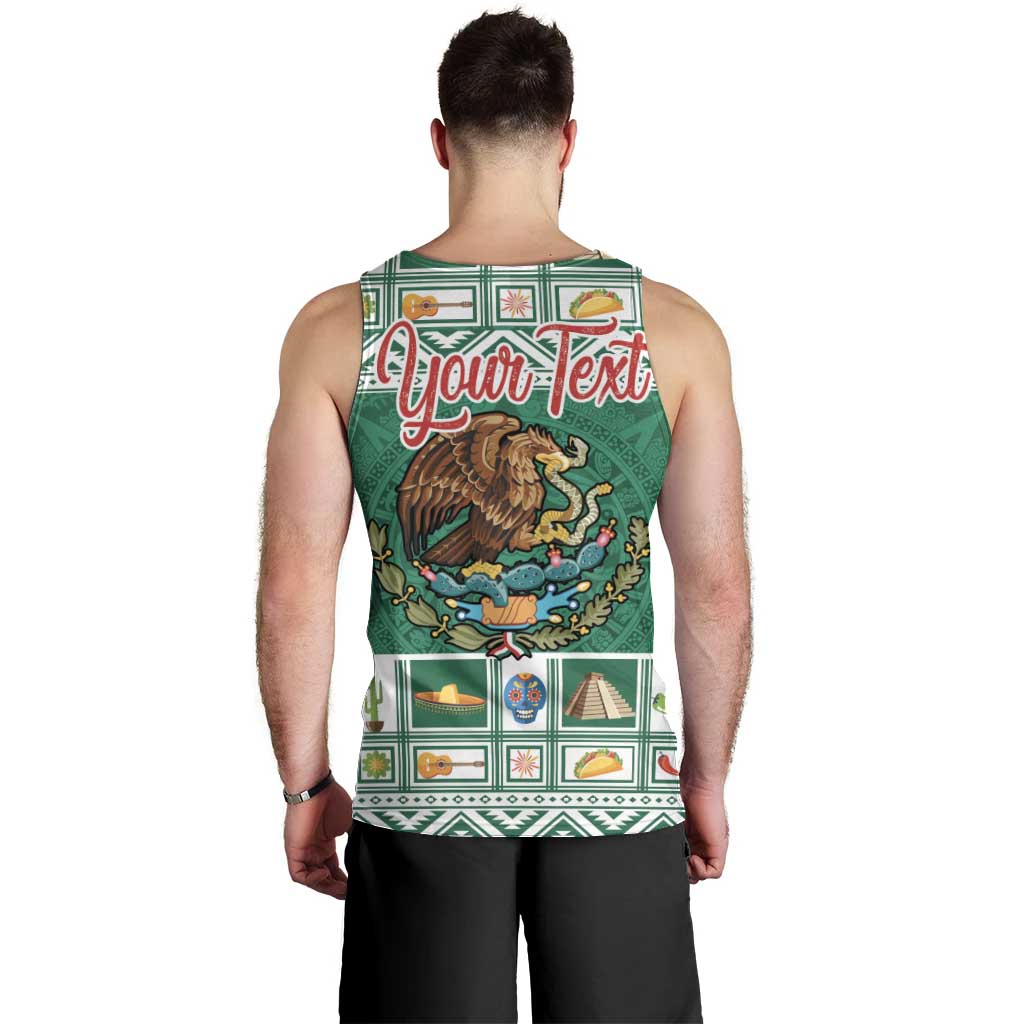Personalized Mexico Christmas Men Tank Top Coat Of Arms With Aztec Mexican Patterns - Wonder Print Shop