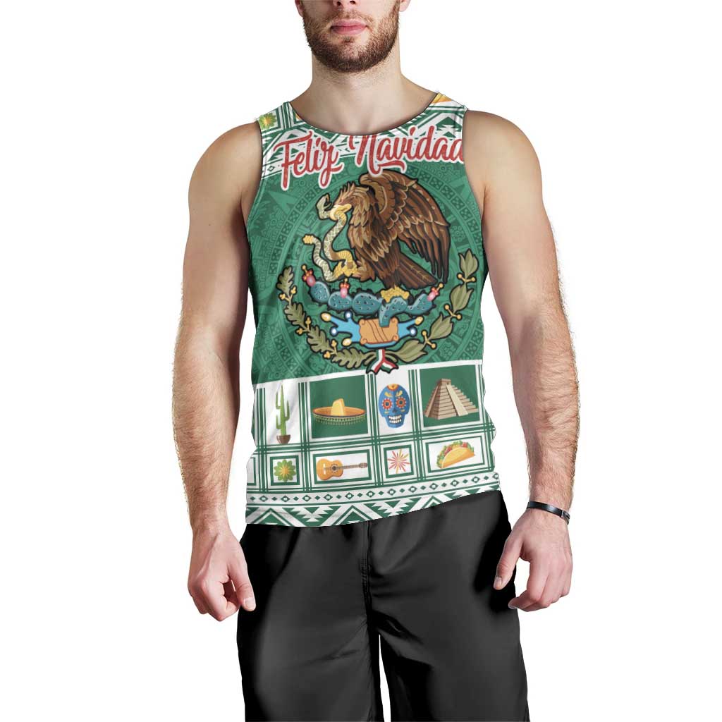 Personalized Mexico Christmas Men Tank Top Coat Of Arms With Aztec Mexican Patterns - Wonder Print Shop