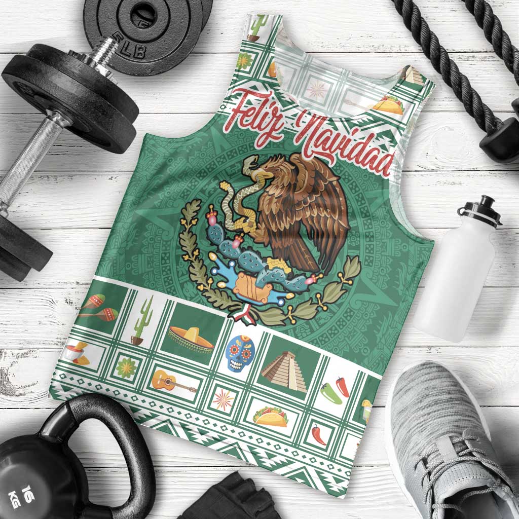 Personalized Mexico Christmas Men Tank Top Coat Of Arms With Aztec Mexican Patterns - Wonder Print Shop