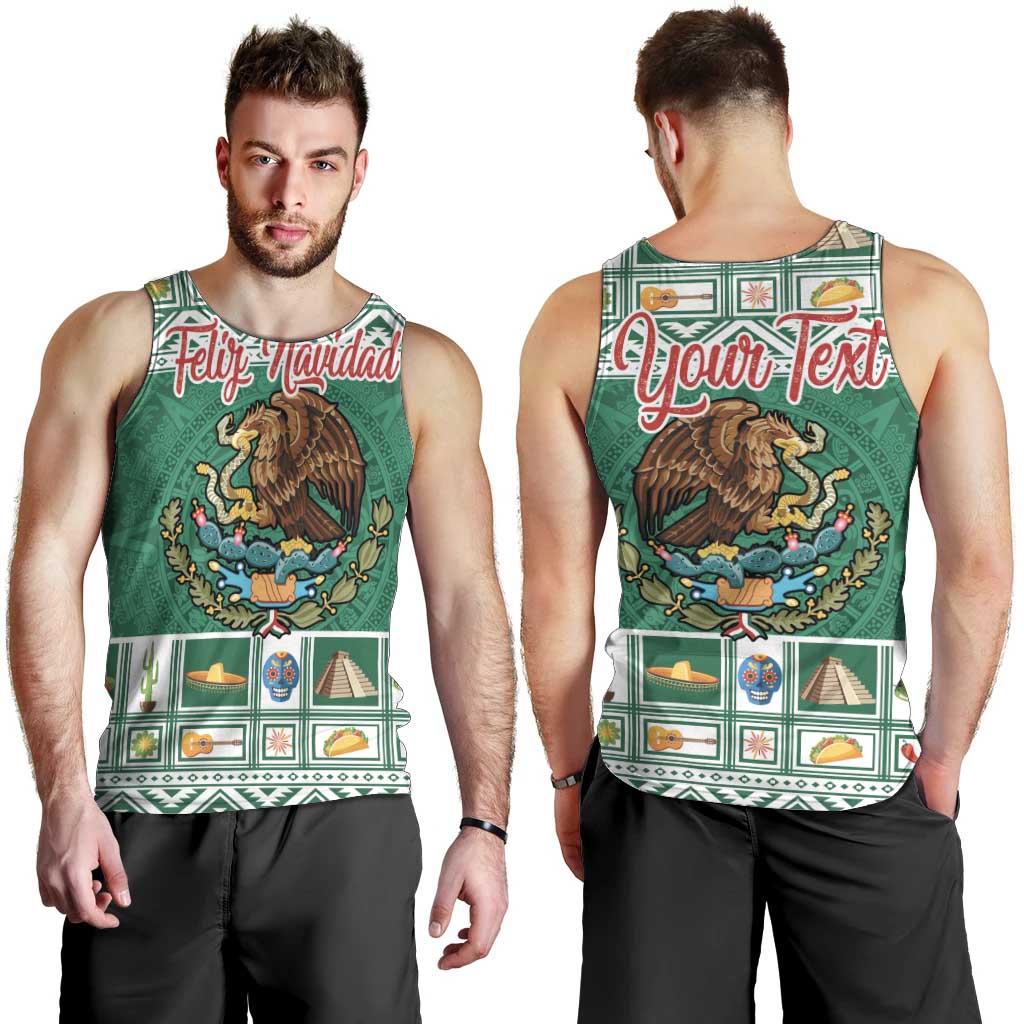 Personalized Mexico Christmas Men Tank Top Coat Of Arms With Aztec Mexican Patterns - Wonder Print Shop