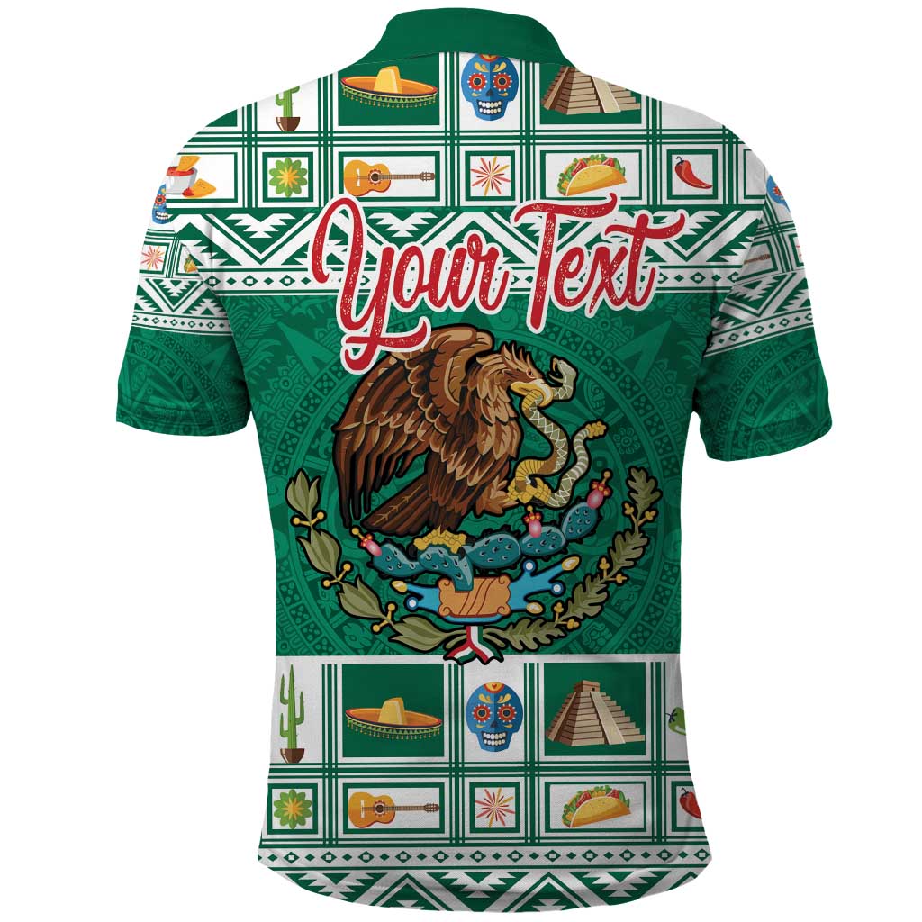 Personalized Mexico Christmas Polo Shirt Coat Of Arms With Aztec Mexican Patterns - Wonder Print Shop