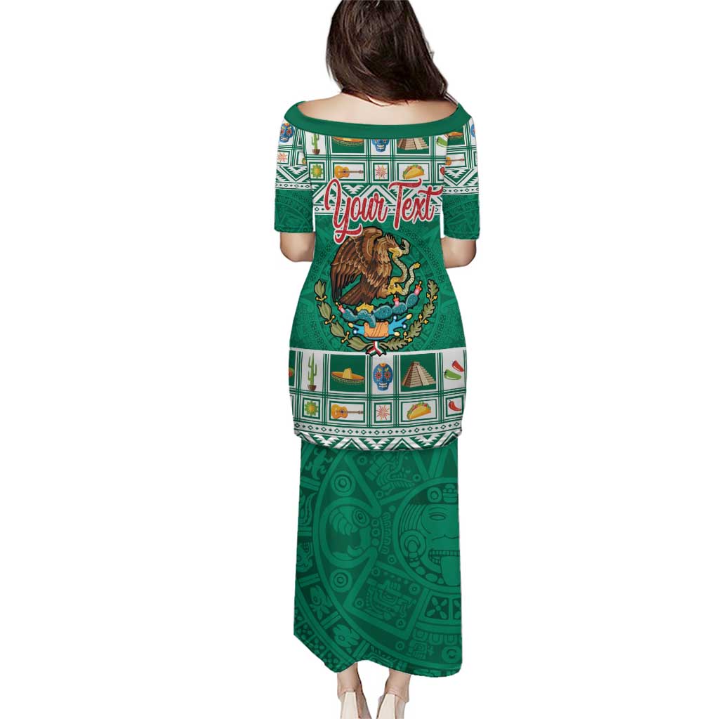 Personalized Mexico Christmas Puletasi Coat Of Arms With Aztec Mexican Patterns - Wonder Print Shop
