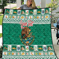 Personalized Mexico Christmas Quilt Coat Of Arms With Aztec Mexican Patterns - Wonder Print Shop