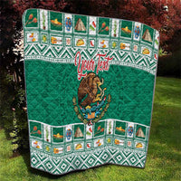 Personalized Mexico Christmas Quilt Coat Of Arms With Aztec Mexican Patterns - Wonder Print Shop