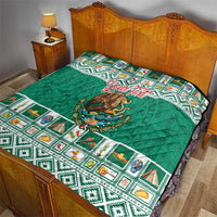 Personalized Mexico Christmas Quilt Coat Of Arms With Aztec Mexican Patterns - Wonder Print Shop