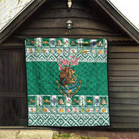 Personalized Mexico Christmas Quilt Coat Of Arms With Aztec Mexican Patterns - Wonder Print Shop