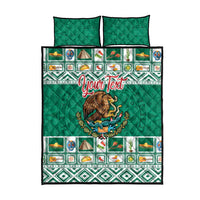 Personalized Mexico Christmas Quilt Bed Set Coat Of Arms With Aztec Mexican Patterns - Wonder Print Shop