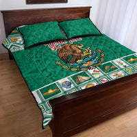 Personalized Mexico Christmas Quilt Bed Set Coat Of Arms With Aztec Mexican Patterns - Wonder Print Shop