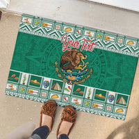 Personalized Mexico Christmas Rubber Doormat Coat Of Arms With Aztec Mexican Patterns - Wonder Print Shop