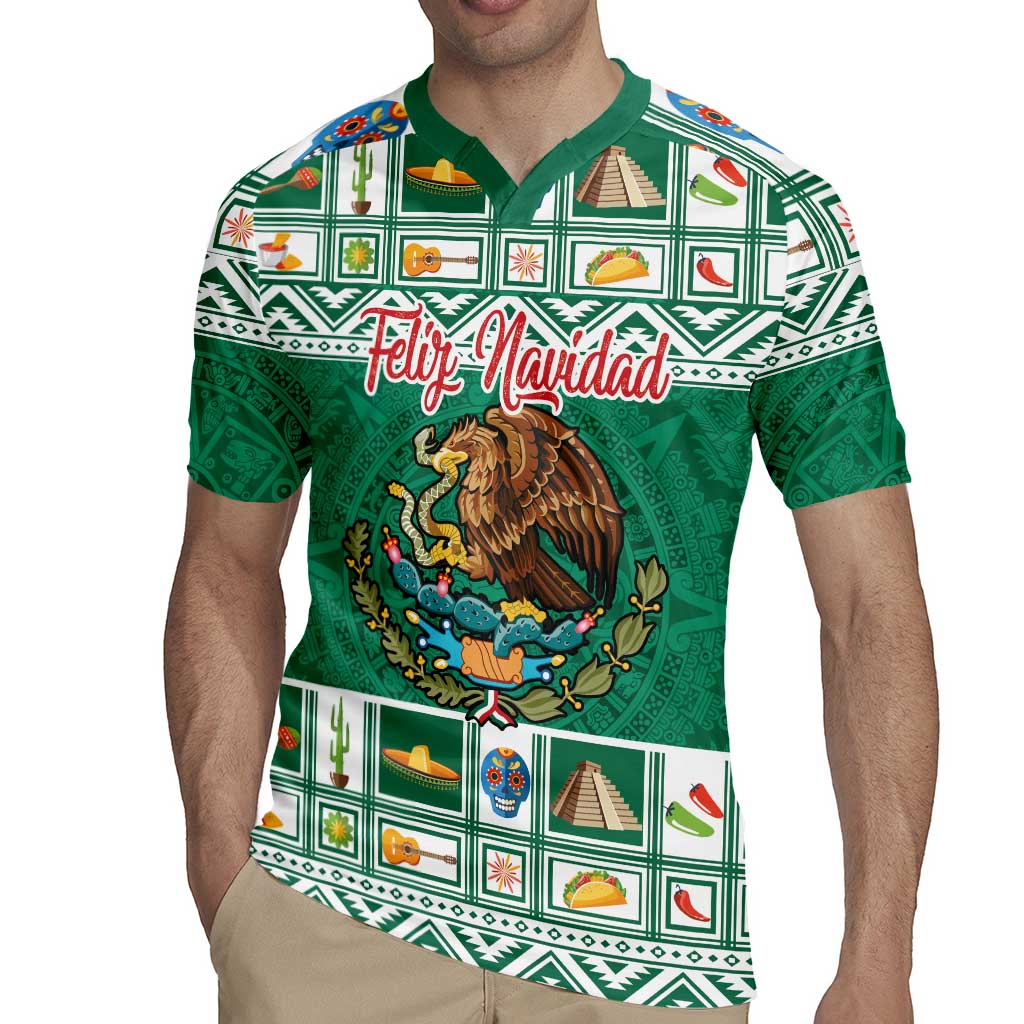 Personalized Mexico Christmas Rugby Jersey Coat Of Arms With Aztec Mexican Patterns - Wonder Print Shop