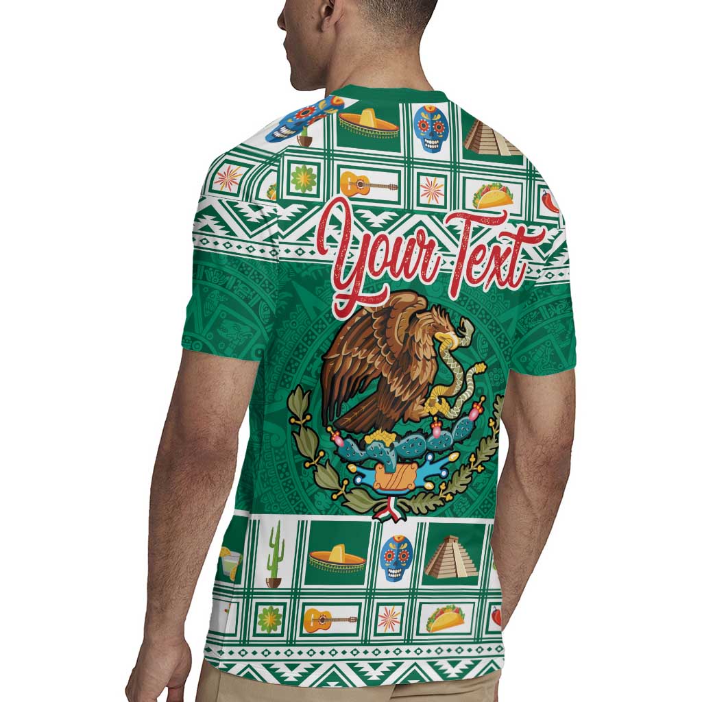 Personalized Mexico Christmas Rugby Jersey Coat Of Arms With Aztec Mexican Patterns - Wonder Print Shop