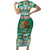 Personalized Mexico Christmas Short Sleeve Bodycon Dress Coat Of Arms With Aztec Mexican Patterns - Wonder Print Shop