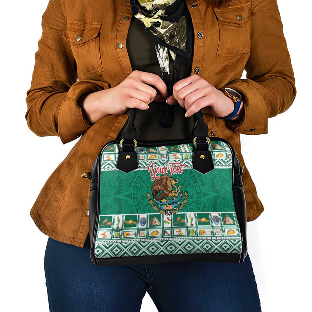 Personalized Mexico Christmas Shoulder Handbag Coat Of Arms With Aztec Mexican Patterns