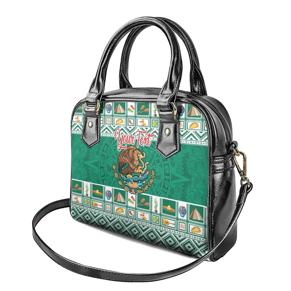 Personalized Mexico Christmas Shoulder Handbag Coat Of Arms With Aztec Mexican Patterns