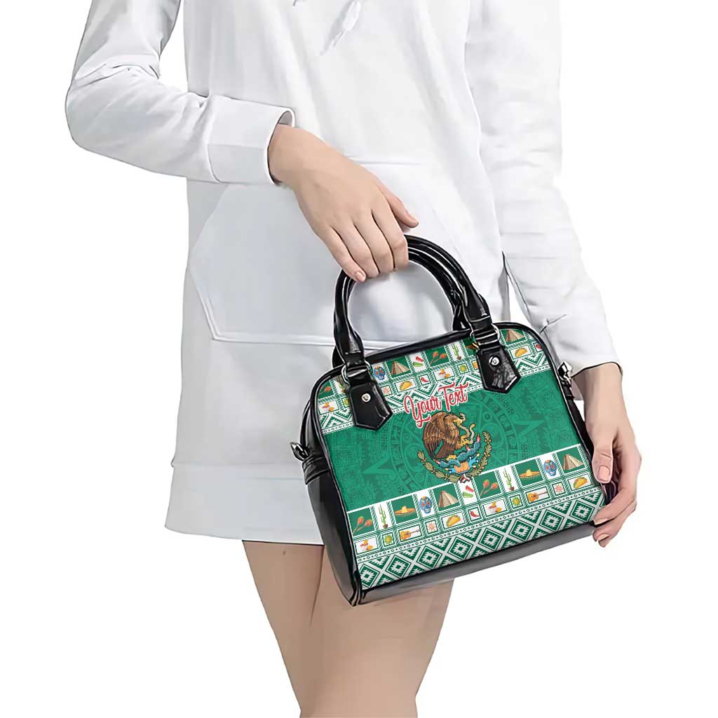 Personalized Mexico Christmas Shoulder Handbag Coat Of Arms With Aztec Mexican Patterns