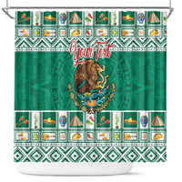 Personalized Mexico Christmas Shower Curtain Coat Of Arms With Aztec Mexican Patterns