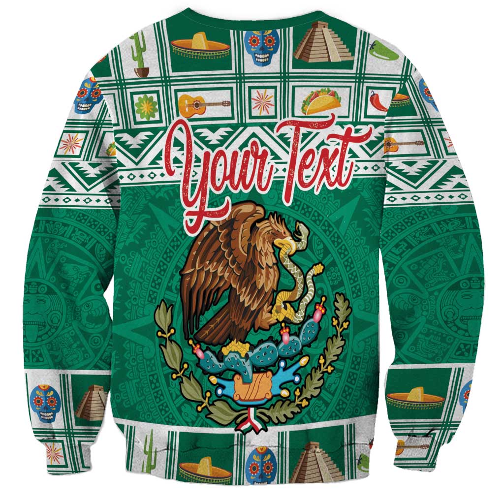 Personalized Mexico Christmas Sweatshirt Coat Of Arms With Aztec Mexican Patterns - Wonder Print Shop