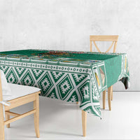 Personalized Mexico Christmas Tablecloth Coat Of Arms With Aztec Mexican Patterns - Wonder Print Shop