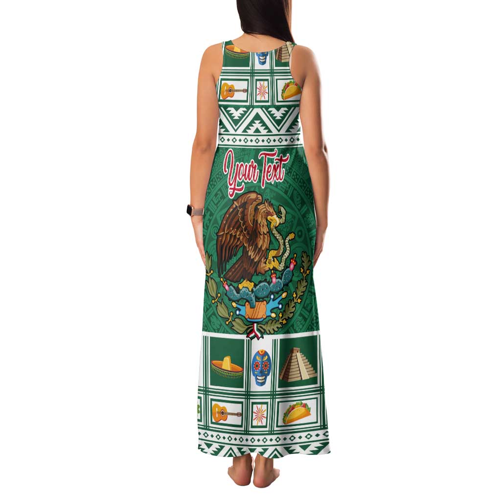 Personalized Mexico Christmas Tank Maxi Dress Coat Of Arms With Aztec Mexican Patterns - Wonder Print Shop