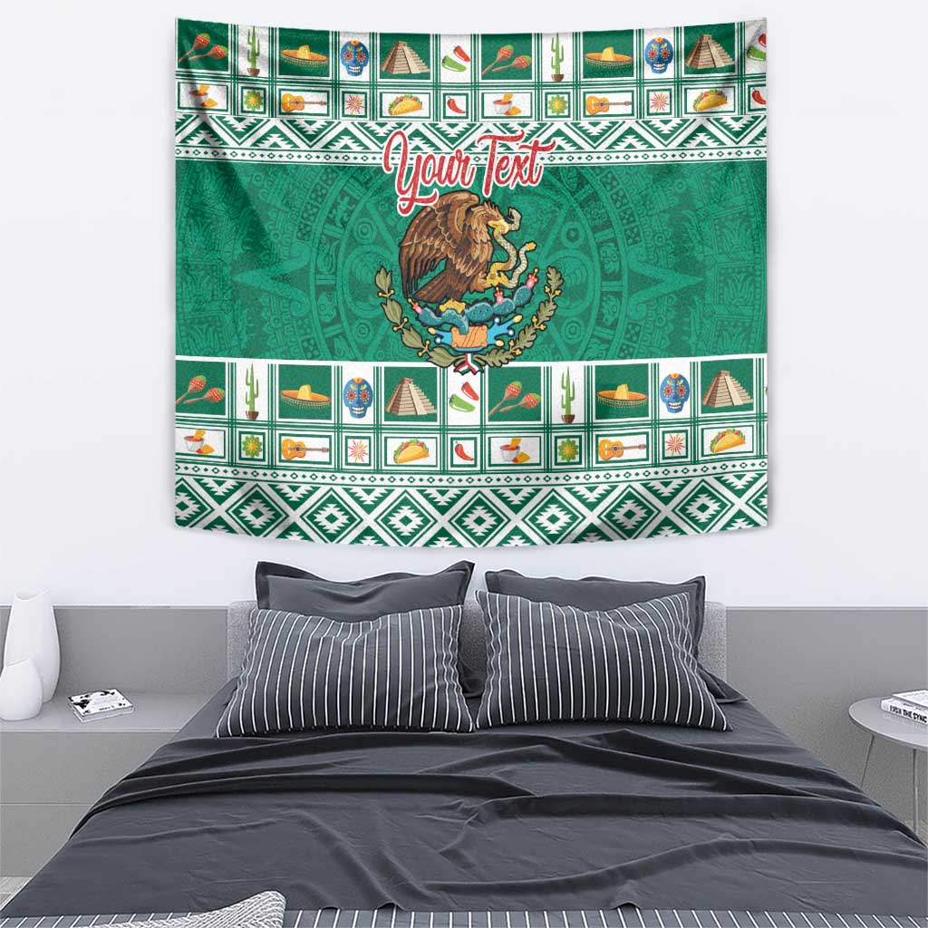 Personalized Mexico Christmas Tapestry Coat Of Arms With Aztec Mexican Patterns - Wonder Print Shop