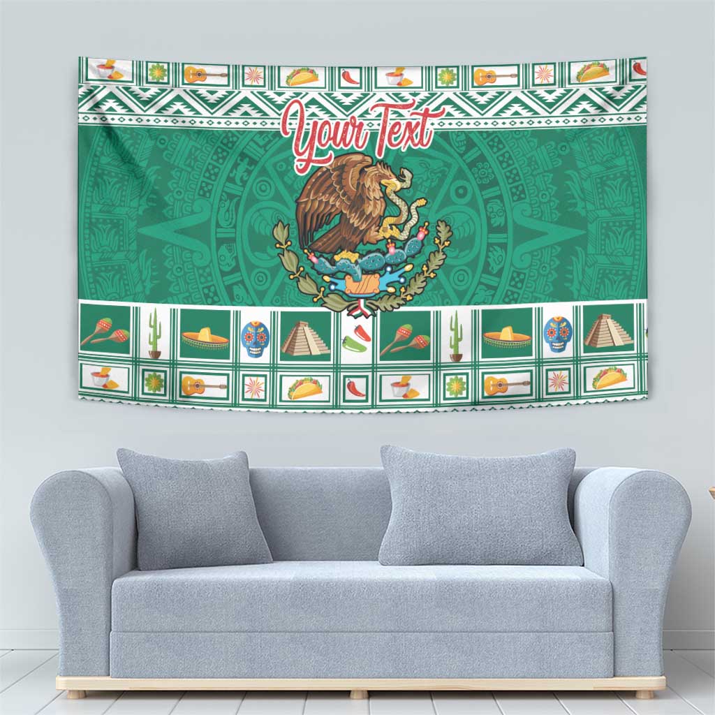Personalized Mexico Christmas Tapestry Coat Of Arms With Aztec Mexican Patterns - Wonder Print Shop