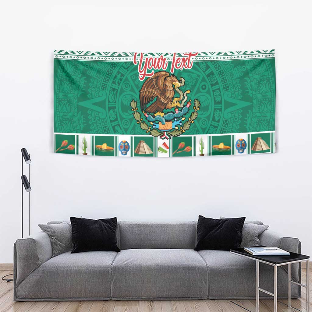 Personalized Mexico Christmas Tapestry Coat Of Arms With Aztec Mexican Patterns - Wonder Print Shop