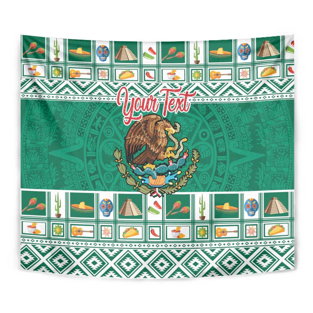 Personalized Mexico Christmas Tapestry Coat Of Arms With Aztec Mexican Patterns - Wonder Print Shop