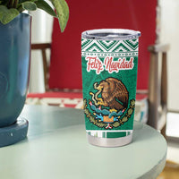 Personalized Mexico Christmas Tumbler Cup Coat Of Arms With Aztec Mexican Patterns - Wonder Print Shop