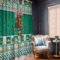 Personalized Mexico Christmas Window Curtain Coat Of Arms With Aztec Mexican Patterns - Wonder Print Shop