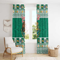 Personalized Mexico Christmas Window Curtain Coat Of Arms With Aztec Mexican Patterns - Wonder Print Shop