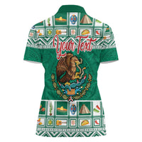 Personalized Mexico Christmas Women Polo Shirt Coat Of Arms With Aztec Mexican Patterns - Wonder Print Shop