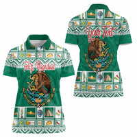 Personalized Mexico Christmas Women Polo Shirt Coat Of Arms With Aztec Mexican Patterns - Wonder Print Shop