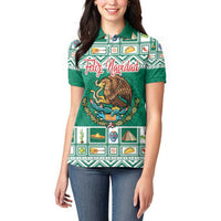 Personalized Mexico Christmas Women Polo Shirt Coat Of Arms With Aztec Mexican Patterns - Wonder Print Shop