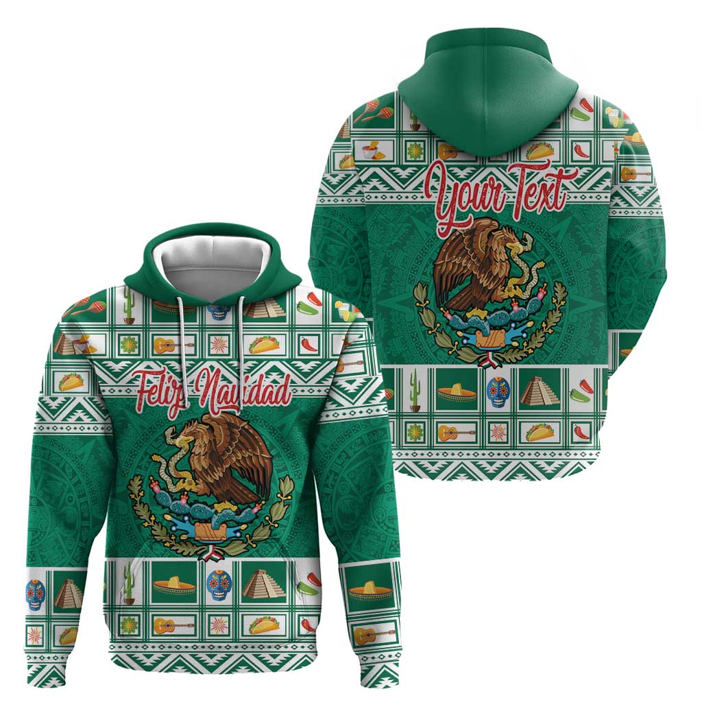 Personalized Mexico Christmas Zip Hoodie Coat Of Arms With Aztec Mexican Patterns - Wonder Print Shop