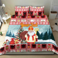 Personalized Germany Frohe Weihnachten Bedding Set Cute Saint Nicholas With Christmas Tree - Wonder Print Shop