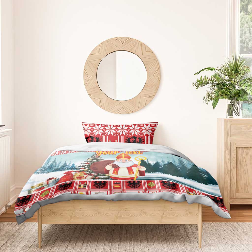 Personalized Germany Frohe Weihnachten Bedding Set Cute Saint Nicholas With Christmas Tree - Wonder Print Shop