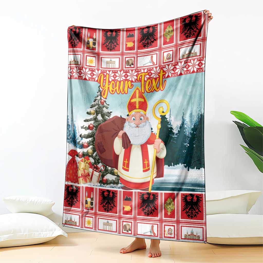 Personalized Germany Frohe Weihnachten Blanket Cute Saint Nicholas With Christmas Tree