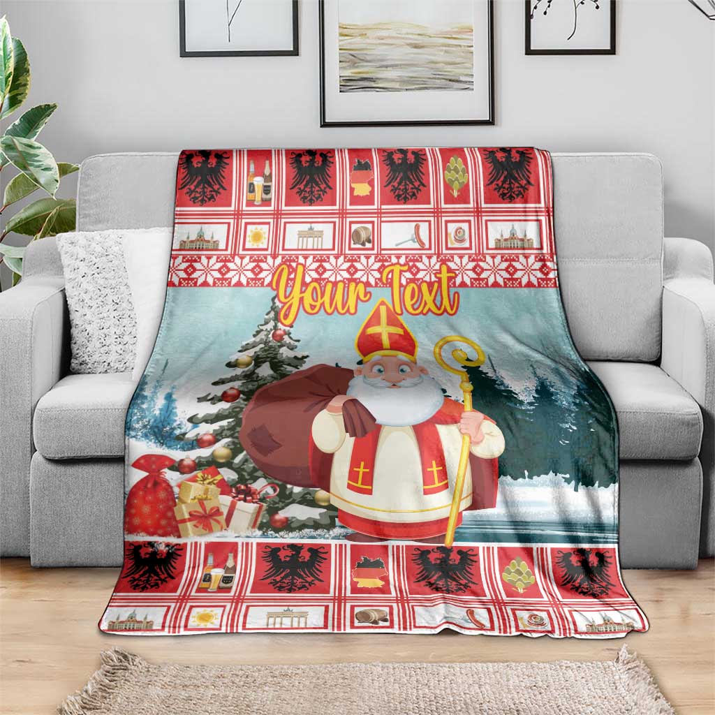 Personalized Germany Frohe Weihnachten Blanket Cute Saint Nicholas With Christmas Tree