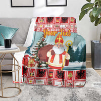 Personalized Germany Frohe Weihnachten Blanket Cute Saint Nicholas With Christmas Tree