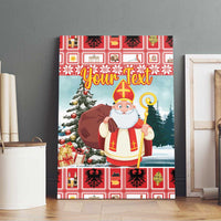 Personalized Germany Frohe Weihnachten Canvas Wall Art Cute Saint Nicholas With Christmas Tree - Wonder Print Shop