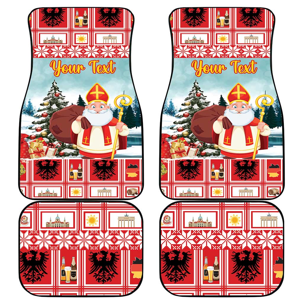Personalized Germany Frohe Weihnachten Car Mats Cute Saint Nicholas With Christmas Tree - Wonder Print Shop
