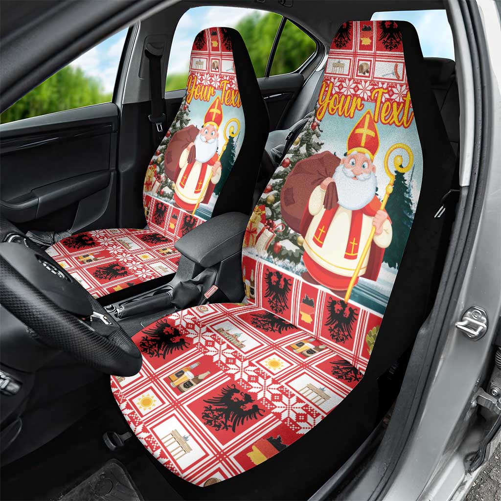 Personalized Germany Frohe Weihnachten Car Seat Cover Cute Saint Nicholas With Christmas Tree - Wonder Print Shop
