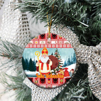 Personalized Germany Frohe Weihnachten Ceramic Ornament Cute Saint Nicholas With Christmas Tree - Wonder Print Shop