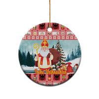 Personalized Germany Frohe Weihnachten Ceramic Ornament Cute Saint Nicholas With Christmas Tree - Wonder Print Shop