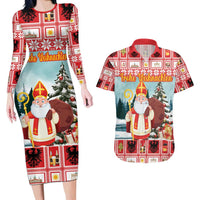 Personalized Germany Frohe Weihnachten Couples Matching Long Sleeve Bodycon Dress and Hawaiian Shirt Cute Saint Nicholas With Christmas Tree - Wonder Print Shop