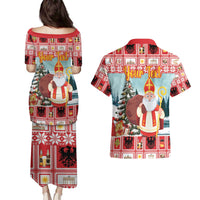 Personalized Germany Frohe Weihnachten Couples Matching Puletasi and Hawaiian Shirt Cute Saint Nicholas With Christmas Tree - Wonder Print Shop