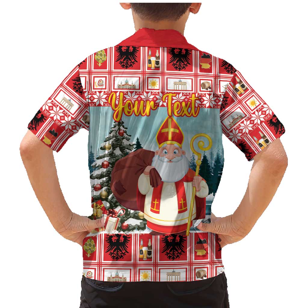 Personalized Germany Frohe Weihnachten Family Matching Mermaid Dress and Hawaiian Shirt Cute Saint Nicholas With Christmas Tree - Wonder Print Shop