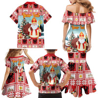Personalized Germany Frohe Weihnachten Family Matching Mermaid Dress and Hawaiian Shirt Cute Saint Nicholas With Christmas Tree - Wonder Print Shop