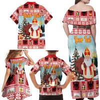Personalized Germany Frohe Weihnachten Family Matching Off Shoulder Maxi Dress and Hawaiian Shirt Cute Saint Nicholas With Christmas Tree - Wonder Print Shop